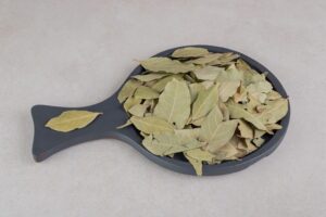 Natural dried bay leaves close view
