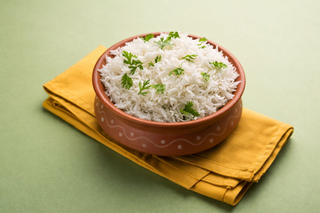 Steamed long grain rice batch